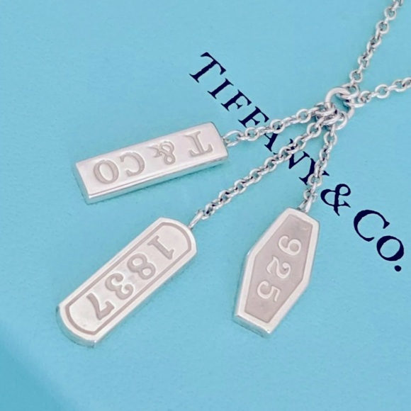 Tiffany 1837 Elements 3-bar Dangle Pendant Necklace Retired HTF - Picture 3 of 8